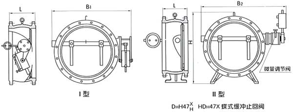HH47、H47XF、HDH47X蝶式緩沖止回閥結構圖